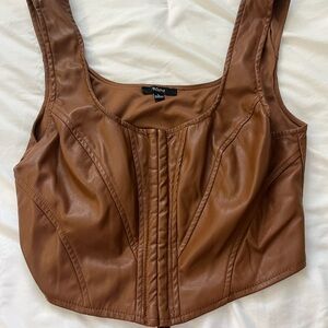 AKIRA Brown Faux Leather Tank Top